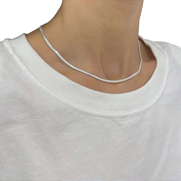 Corrente Feminina Lacraia 2,5mm 40cm de Prata 925 Legítima