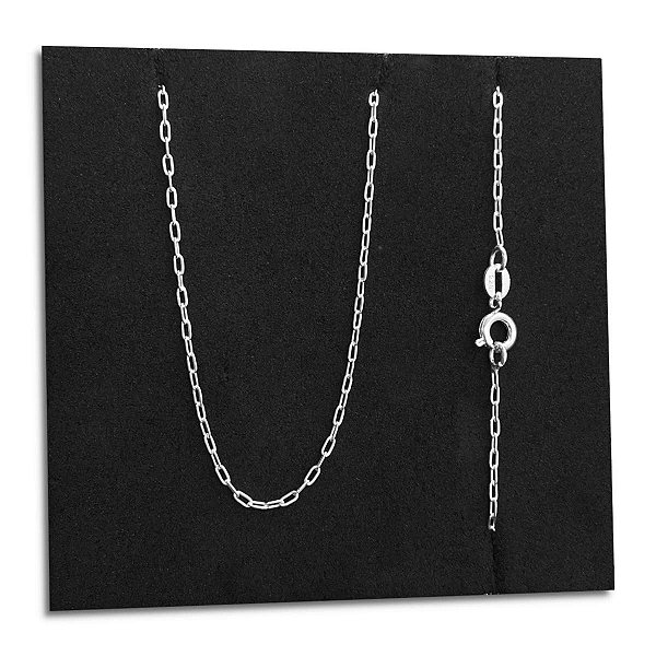 Corrente Feminina Elos Cadeado 1,8mm 45cm Prata 925 Legítima