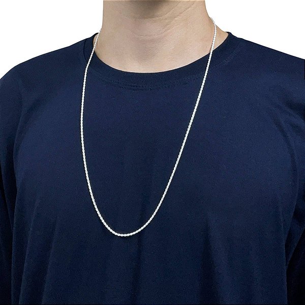 Corrente Cordão Baiano 2mm 70cm Prata 925 Legítima Original