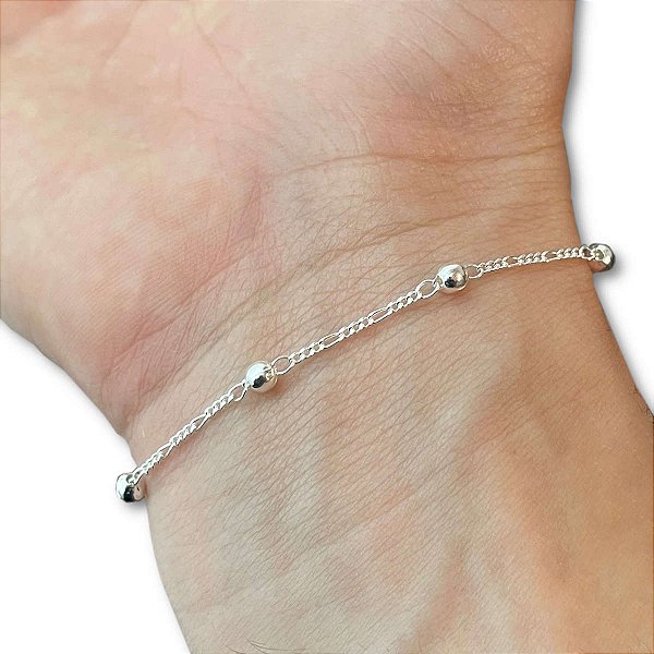 Pulseira Infantil Bolinhas 3x1 Prata 925 Legítima Original