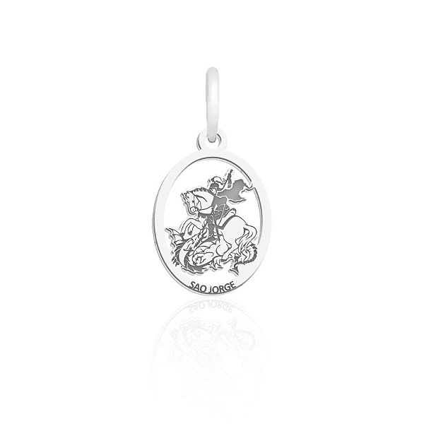Pingente Medalha de São Jorge de Prata Legítima 925 Original