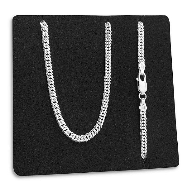Corrente Grumet Dupla 3mm 70cm Prata 925 Legítima Original