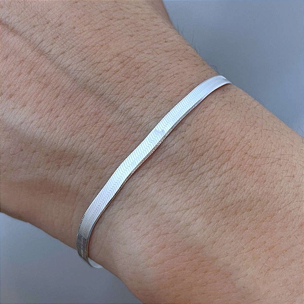 Pulseira Feminina Laminada 3mm Prata 925 Original Legítima