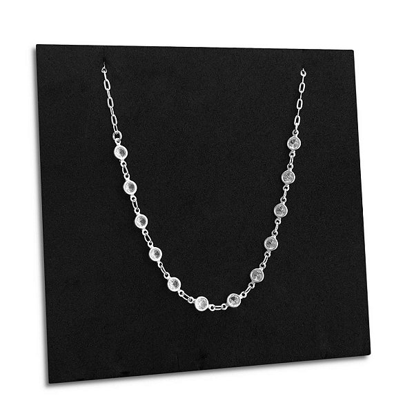 Corrente Feminina Pedra Zircônia Cristal Prata 925 Original