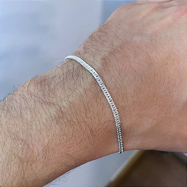 Pulseira Masculina Grumet Dupla 2,5mm de Prata 925 Original