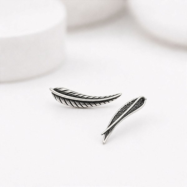 Brinco Ear Cuff Folha de Prata 925 Maciça Legítima Original
