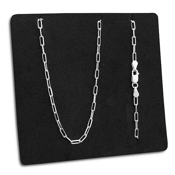 Corrente Masculina Elos Cadeado Prata 925 Original Legítima