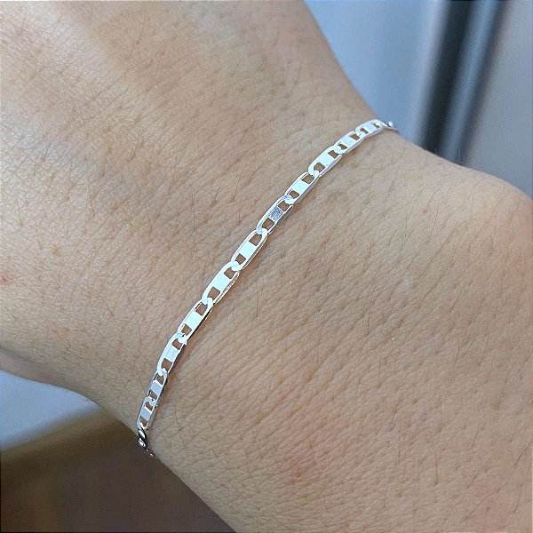 Pulseira Masculina Piastrine 2mm Prata 925 Legítima Original