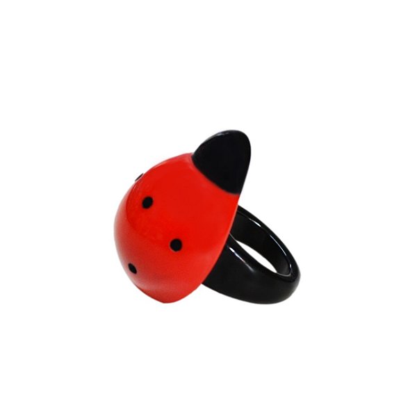Anel Resina Ladybug Vermelho