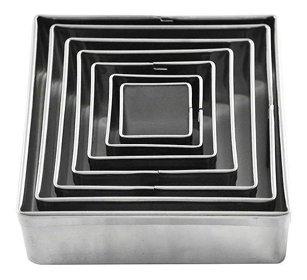 Jogo Aro Cortador Quadrado com 7 Peças ( Inox)