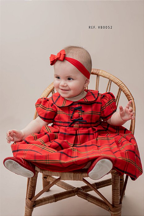 Vestido Bebê  Xadrez Escocês Vermelho