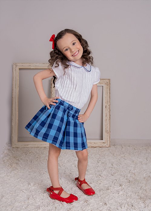 Conjunto Infantil Xadrez Vichy Azul