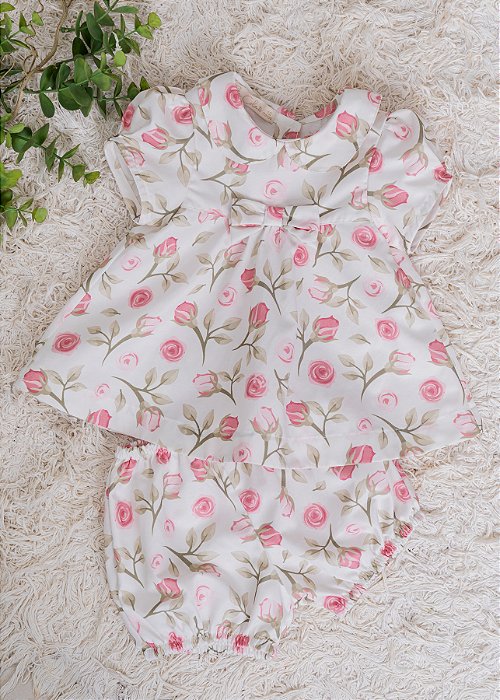 Conjunto Bebê Floral Rosê