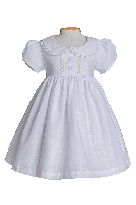Vestido Bebê Batizado Botões Forrados