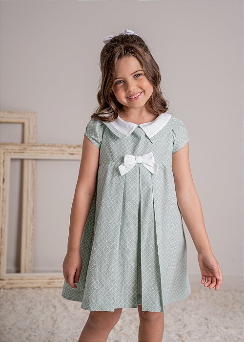 Vestido Linha A Arabescos Verde