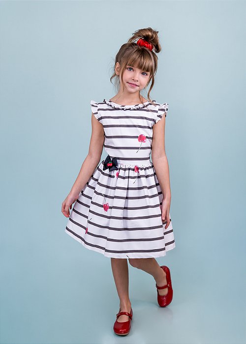 Vestido Infantil Infantil Cerejas
