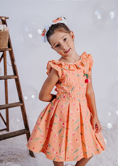 Vestido Infantil Tulipas Nervuras