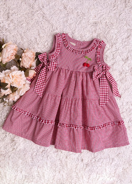 Vestido Infantil Xadrez Babadinhos Vermelho