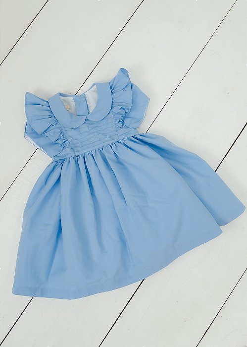 Vestido Bebê Linho Light Blue Basic