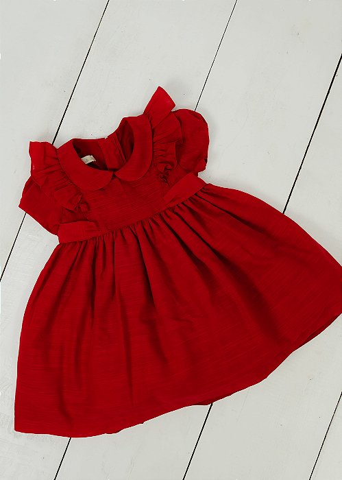 Vestido Bebê Linho Vermelho Basic