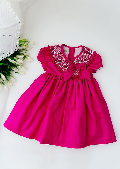 Vestido Bebê Casinha de Abelha Transpassado Pink