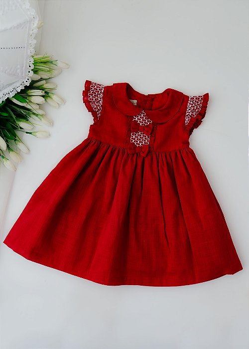 Vestido Bebê Casinha de Abelha Vermelho