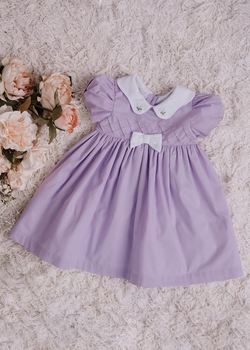 Vestido Bebê Tricoline Lavanda