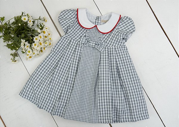 Vestido Bebê Xadrez Cinza