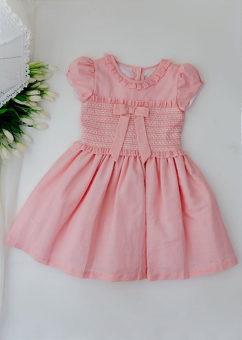 Vestido Infantil Casinha de Abelha Babados Rosa