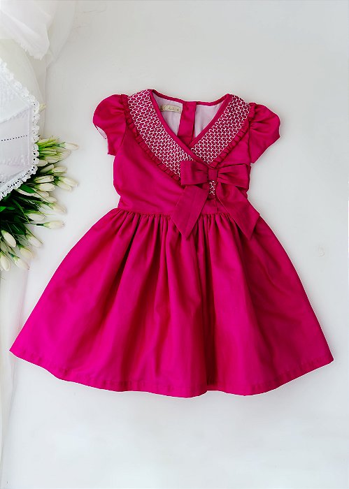 Vestido Infantil Casinha de Abelha Transpassado Pink