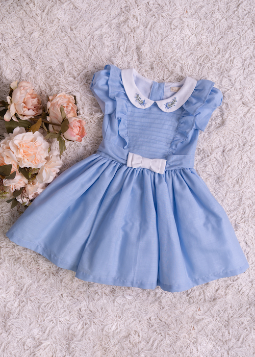 Vestido Infantil Com Gola Azul BB