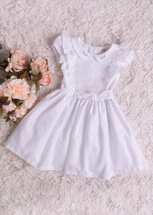 Vestido Infantil Com Gola Branco