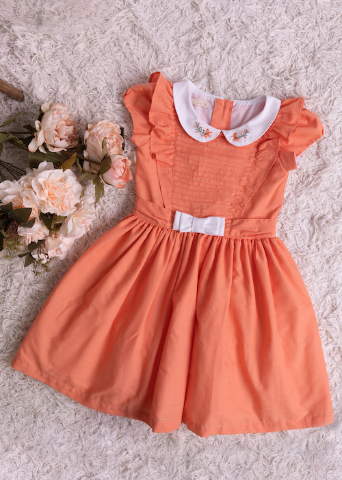 Vestido Infantil Com Gola Coral