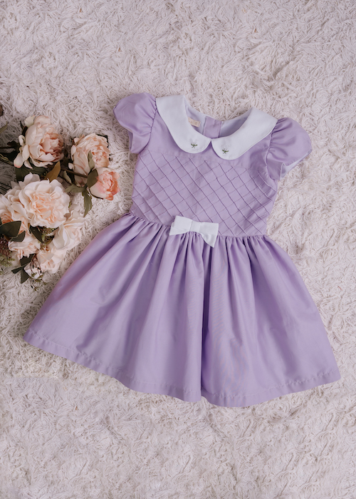 Vestido Infantil Tricoline Lavanda