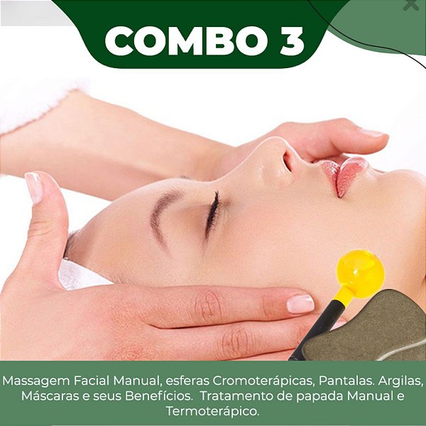 Curso Massagem Facial, Esfera Cromoterápica e Pantala; Máscara Facial; Papada com eletroterapia Combo 03