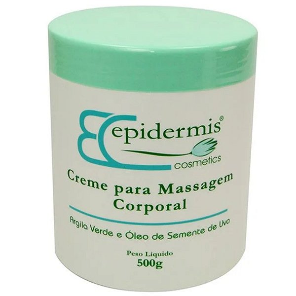 Creme Massagem Corporal Argila Verde e Óleo de Semente de Uva 500g Epidermis
