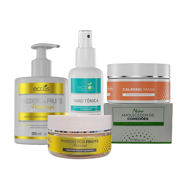 Kit Limpeza De Pele Facial Eccos Cosméticos 5 Produtos