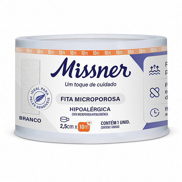 Fita Microporosa Branca Missner 2,5cmx10m