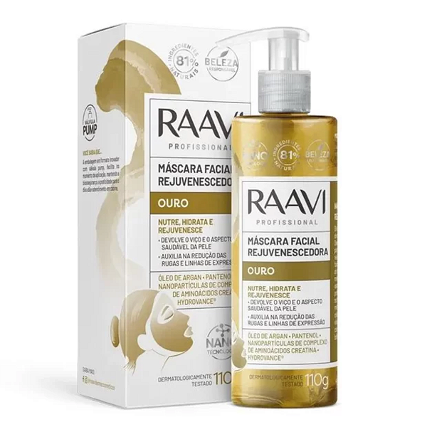 Máscara Rejuvenescedora Facial Ouro da Raavi 110g