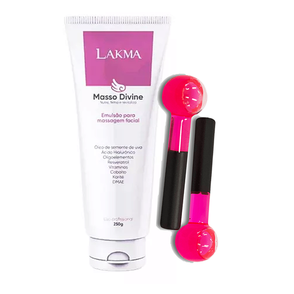 Kit Massagem Facial Creme e Esfera Massageadora Lakma e Brinde Gel 100ml