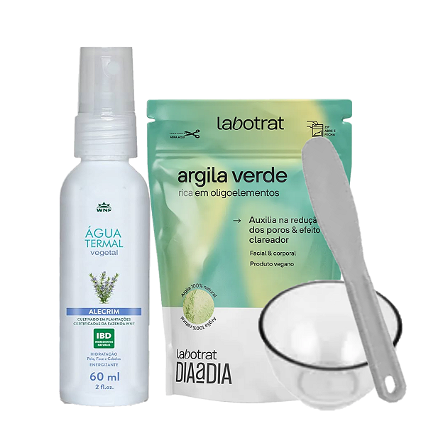 Argila Verde Secativa Clareadora Facial Kit Vegano