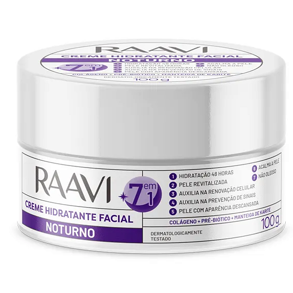 Creme Hidratante Noturno Facial 7 Em 1 Raavi