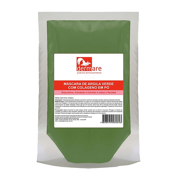Máscara Argila Verde e Colágeno em Pó 1KG Dermare