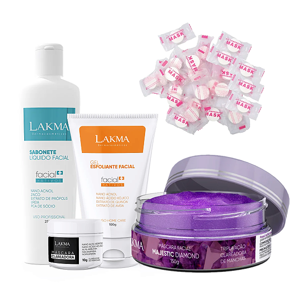 Kit Alta Ação Clareadora Facial Lakma Brinde Máscara Desidratada