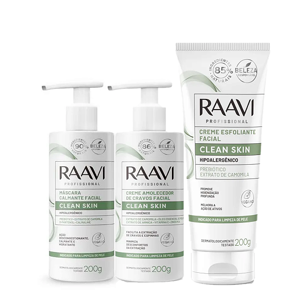Kit Extração Cravos Facial Clean Skin 3 Itens Raavi