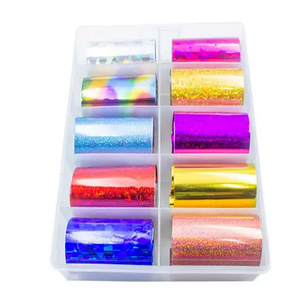 Nail Foil Colorido 10 Rolos Helen Color