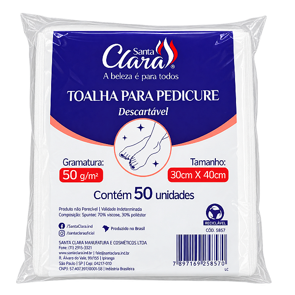 Toalha Para Pedicure 30cmX40cm 50 Uni Santa Clara