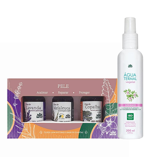 Kit 3 Óleos Vegetais Pele e Água Termal WNF