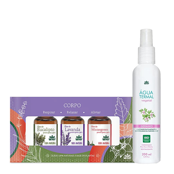 Kit 3 Óleos Vegetais Cabelos e Água Termal WNF