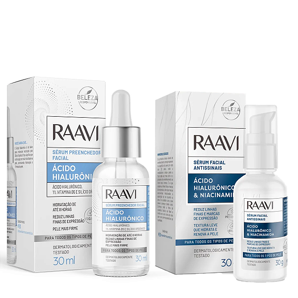 Kit Séruns Ácido Hialurônico Facial Raavi